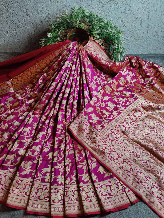 MAJENTA SILK PURE HANDLOOM BANARASI SAREE