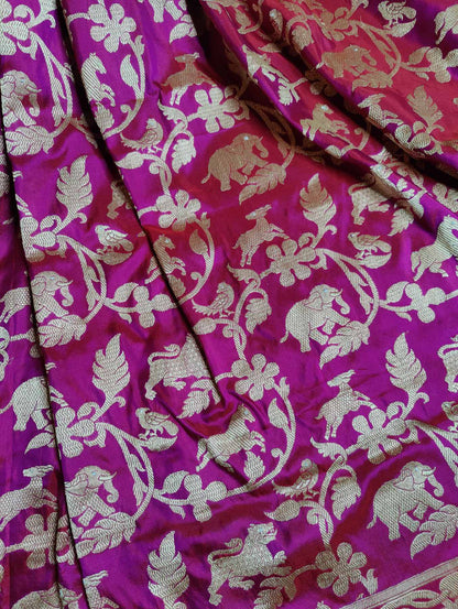MAJENTA SILK PURE HANDLOOM BANARASI SAREE