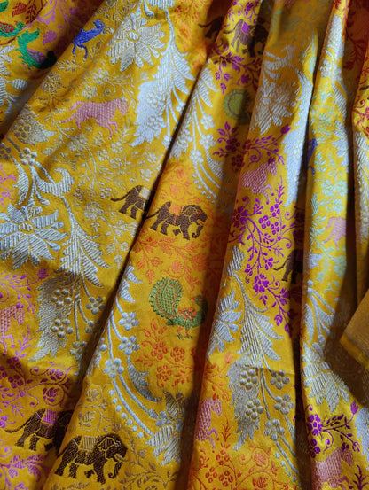 YELLOW SILK PURE HANDLOOM BANARASI SAREE