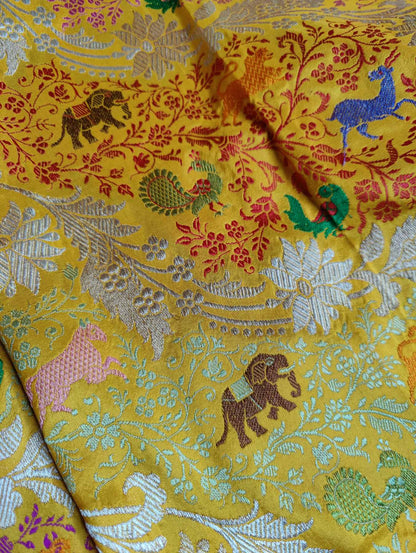 YELLOW SILK PURE HANDLOOM BANARASI SAREE