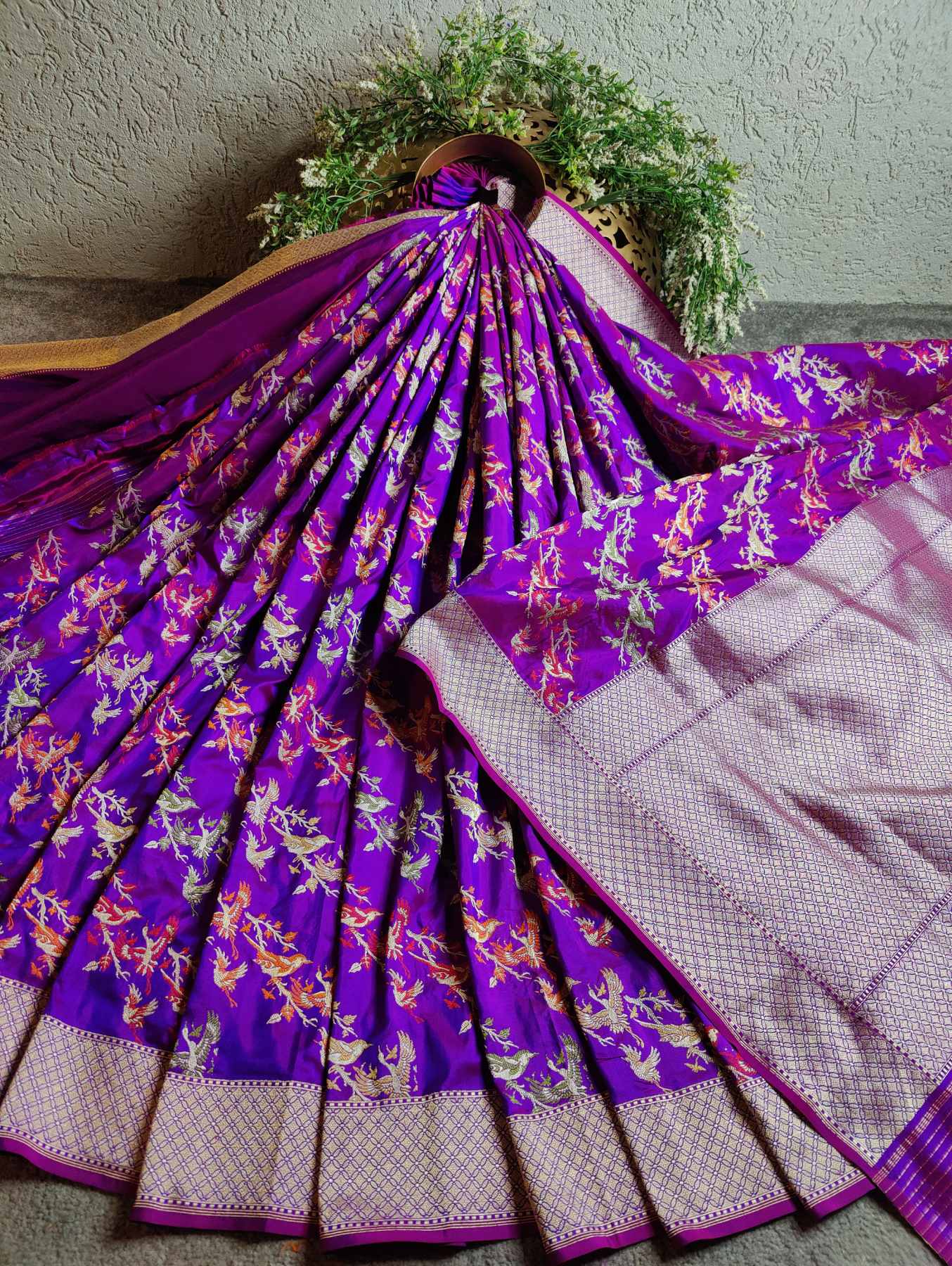 PURPLE SILK  PURE HANDLOOM BANARASI SAREE