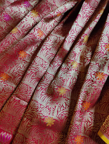 RED SILK  PURE HANDLOOM BANARASI SAREE