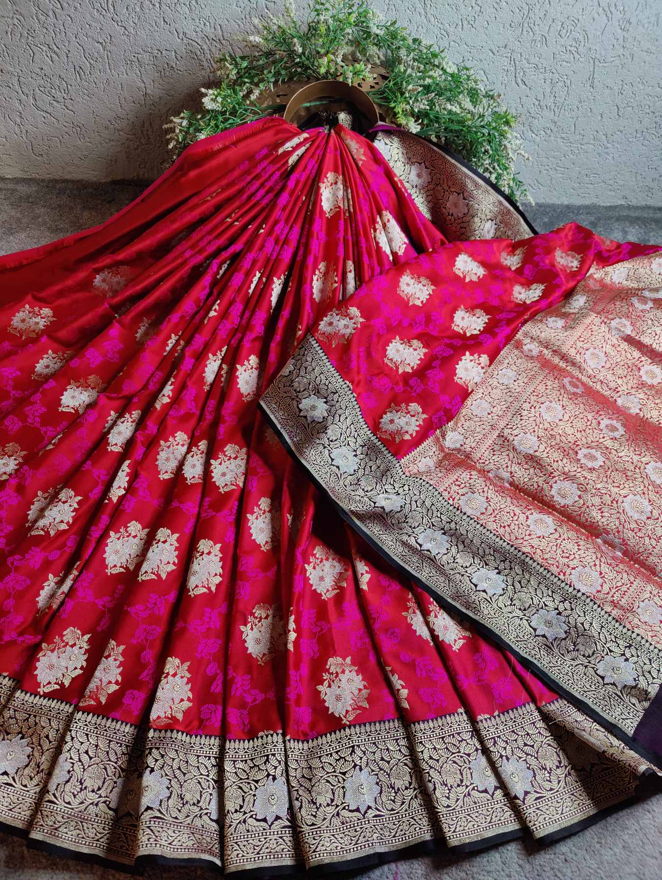 RUBY PINK MUSHROO SILK PURE HANDLOOM BANARASI SAREE