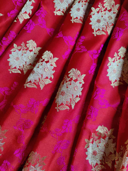 RUBY PINK MUSHROO SILK PURE HANDLOOM BANARASI SAREE
