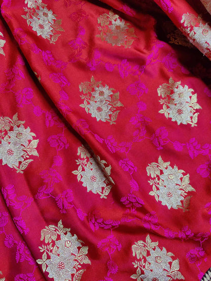 RUBY PINK MUSHROO SILK PURE HANDLOOM BANARASI SAREE