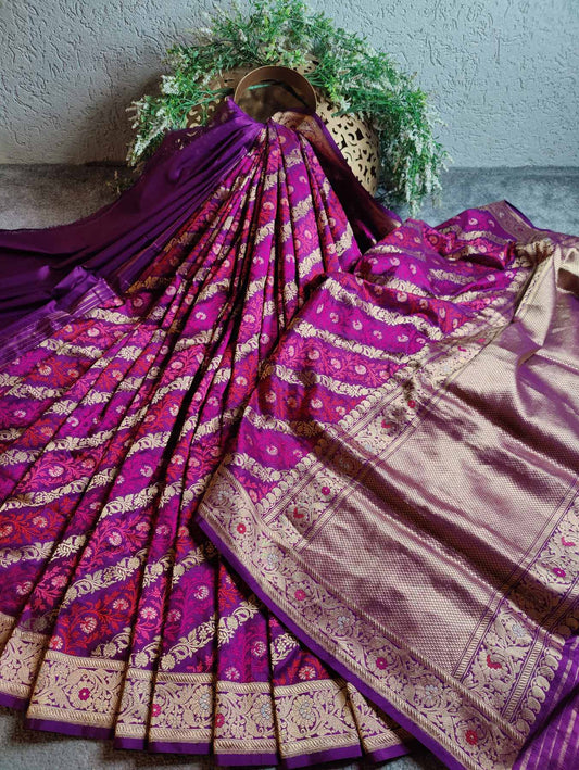 PURPLE SILK PURE HANDLOOM BANARASI SAREE