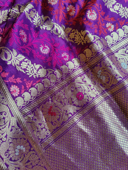 PURPLE SILK PURE HANDLOOM BANARASI SAREE