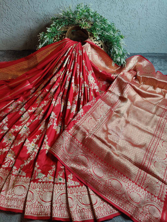 RED SILK PURE HANDLOOM BANARASI SAREE