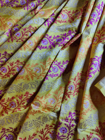 YELLOW SILK PURE HANDLOOM BANARASI SAREE