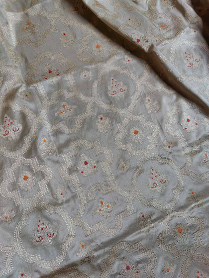 LIGHT OLIVE GREEN SILK  PURE HANDLOOM REAL JARI BANARASI SAREE