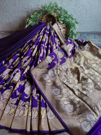 PURPLE SILK PURE HANDLOOM BANARASI SAREE