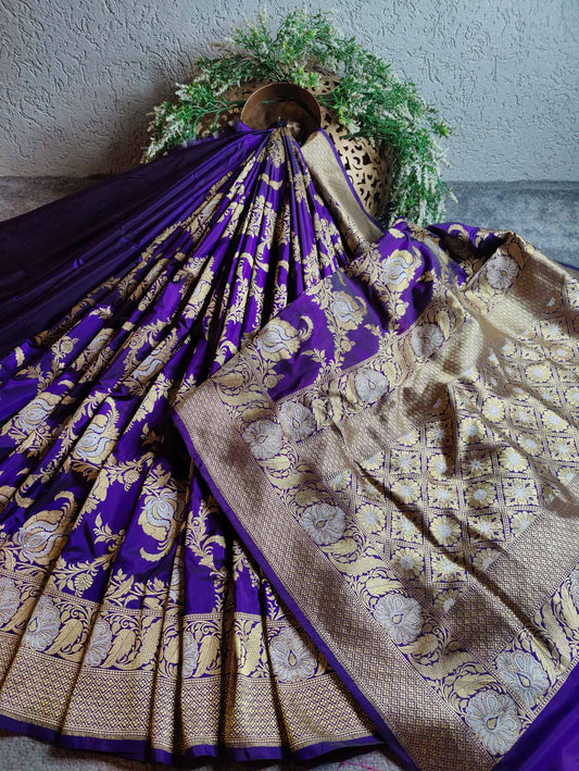 PURPLE SILK PURE HANDLOOM BANARASI SAREE