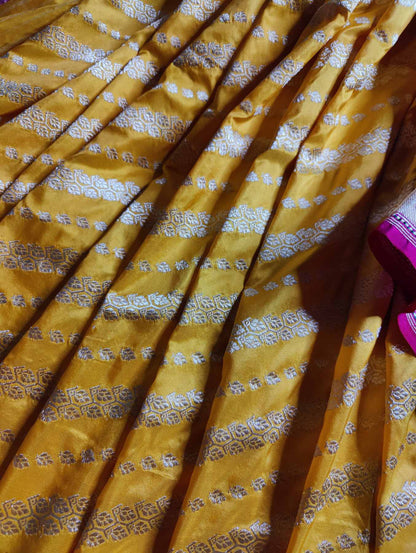 YELLOW SILK PURE HANDLOOM BANARASI SAREE