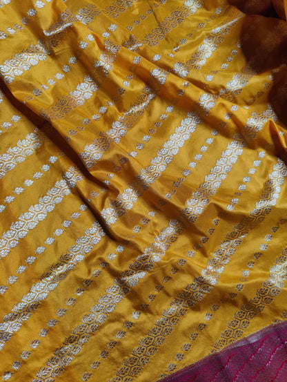 YELLOW SILK PURE HANDLOOM BANARASI SAREE