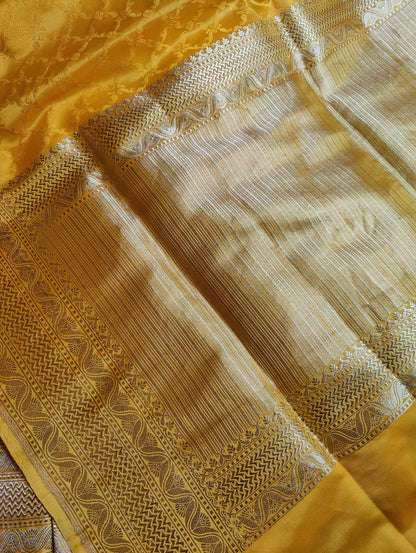 YELLOW SILK PURE HANDLOOM BANARASI SAREE