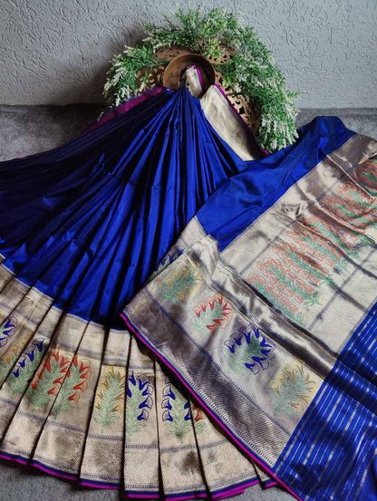 BLUE SILK PURE HANDLOOM  BANARASI SAREE
