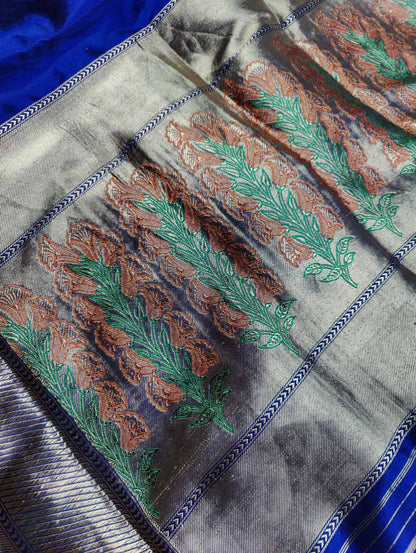 BLUE SILK PURE HANDLOOM  BANARASI SAREE