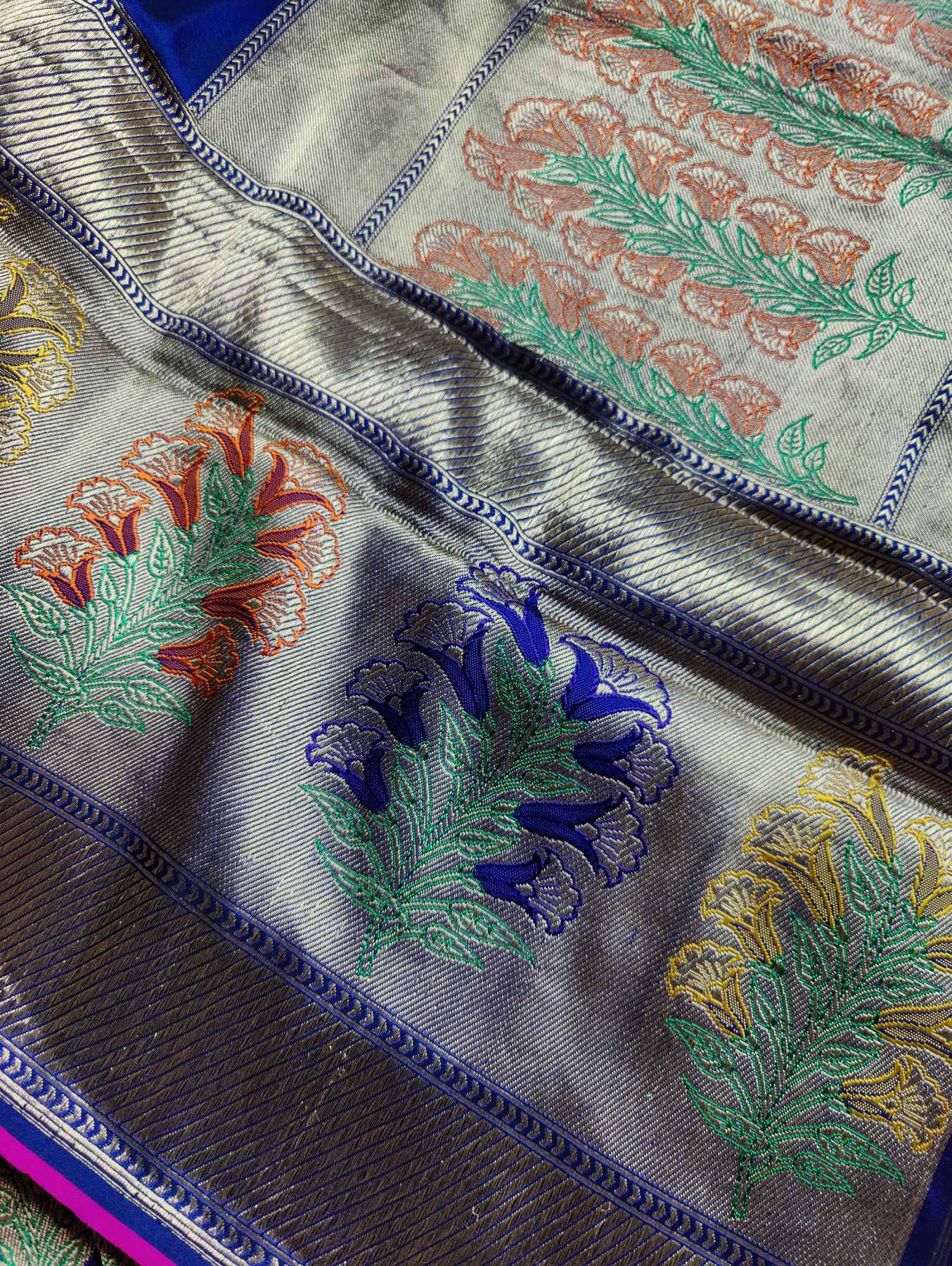 BLUE SILK PURE HANDLOOM  BANARASI SAREE