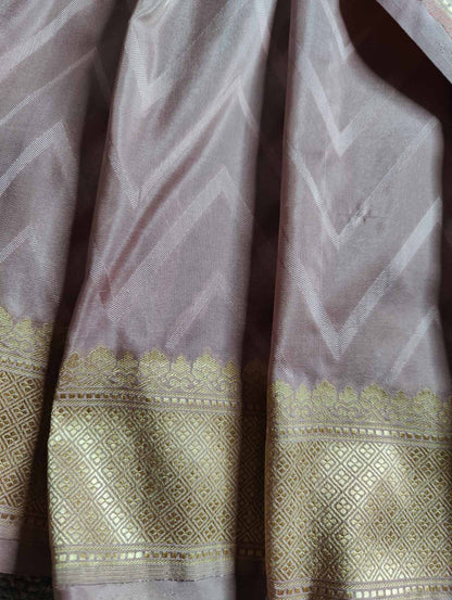 ONION PINK SILK PURE HANDLOOM BANARASI SAREE