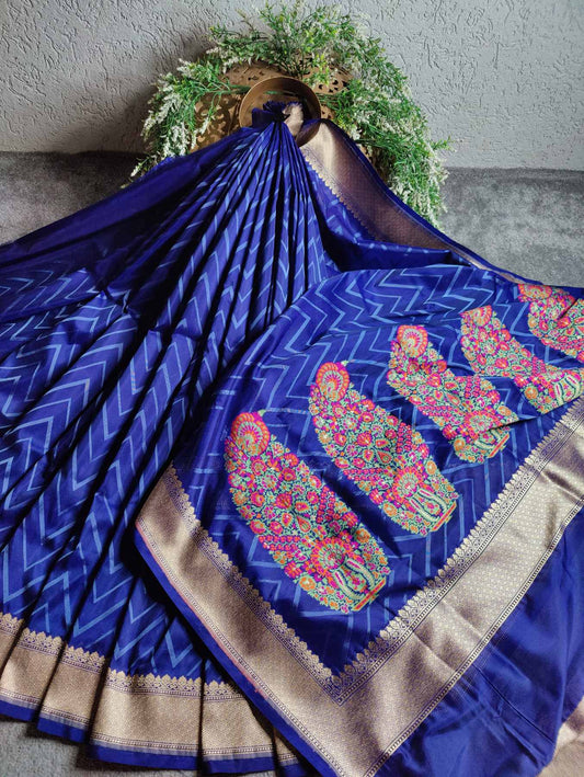 BLUE SILK PURE HANDLOOM BANARASI SAREE