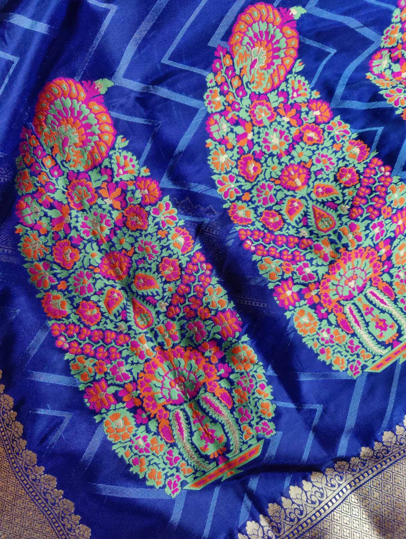 BLUE SILK PURE HANDLOOM BANARASI SAREE