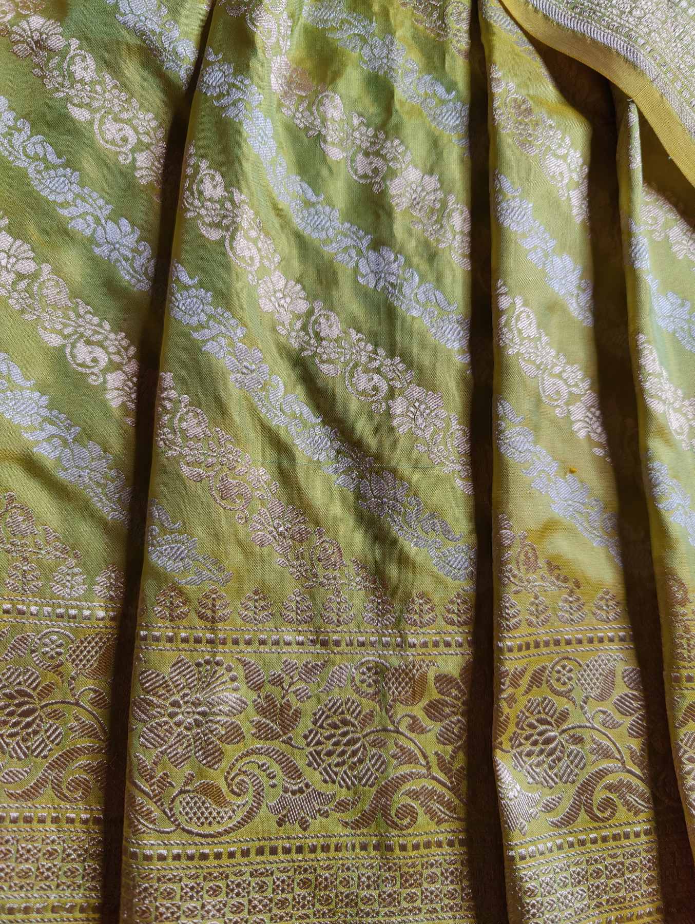 TWO TONE YELLOW SILK PURE HANDLOOM BANARASI SAREE