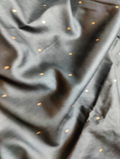 BLACK TUSSAR SILK PURE HANDLOOM EMBROIDERY SAREE