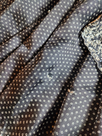 BLACK ORGANZA PURE HANDLOOM EMBROIDERY SAREE