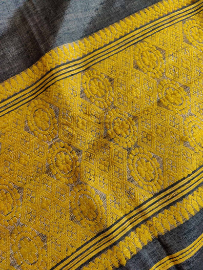 GREY ARI SILK PURE HANDLOOM ASSAMESE DUPATTA