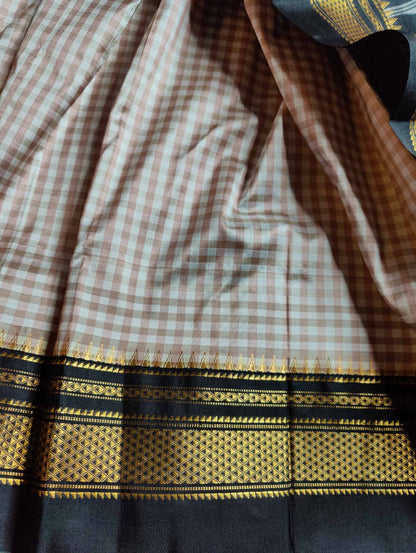 NUDE PINK SILK PURE HANDLOOM IRKAL SAREE