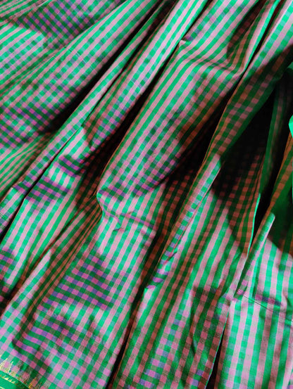 GREEN PINK SILK PURE HANDLOOM IRKAL SAREE