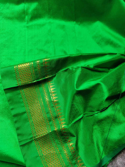 PINK DARK GREEN SILK PURE HANDLOOM IRKAL SAREE