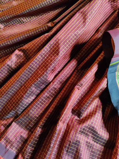 BRICK RED SILK PURE HANDLOOM IRKAL SAREE