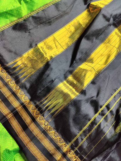 GREEN SILK PURE HANDLOOM IRKAL SAREE