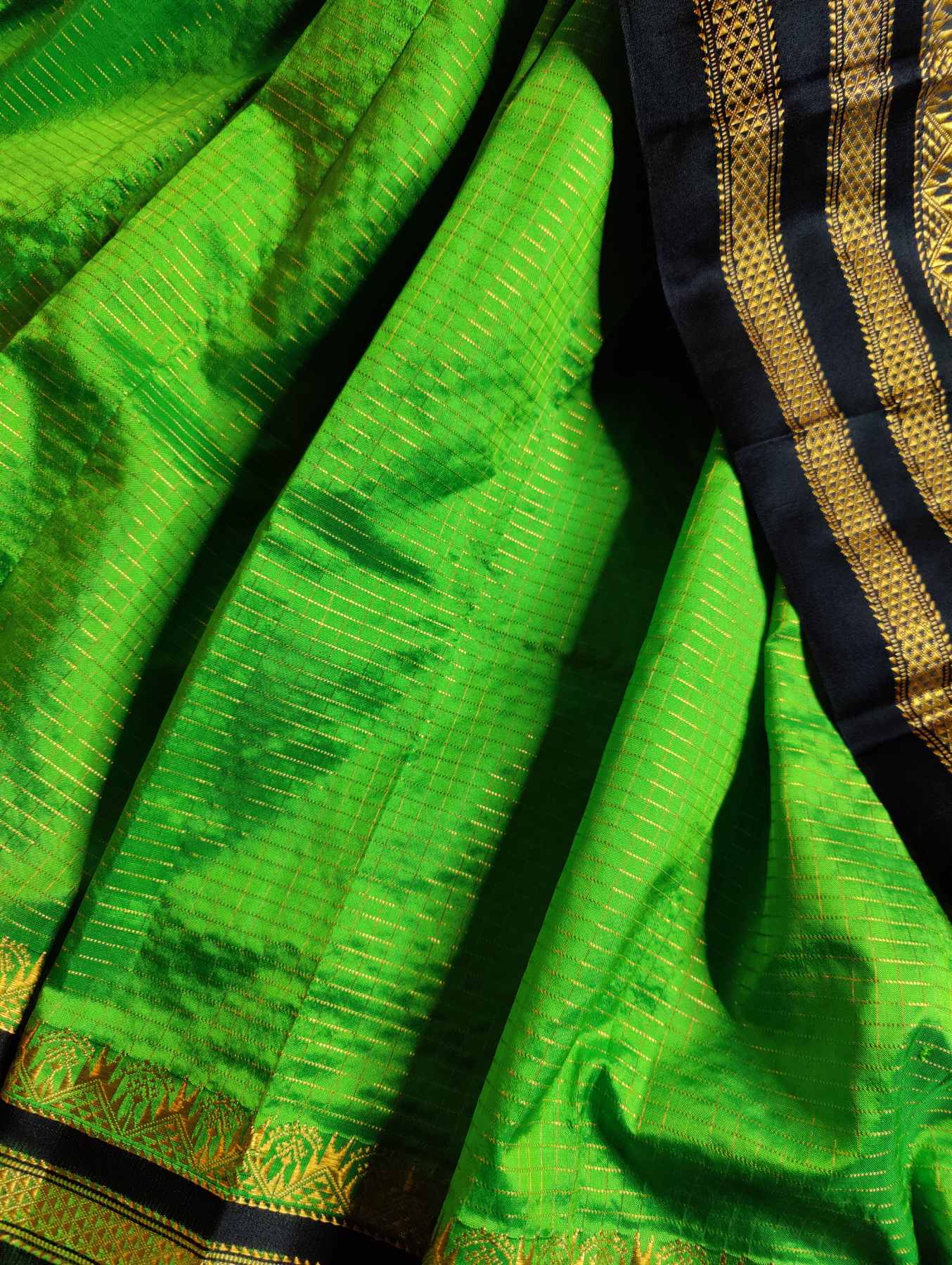 GREEN SILK PURE HANDLOOM IRKAL SAREE