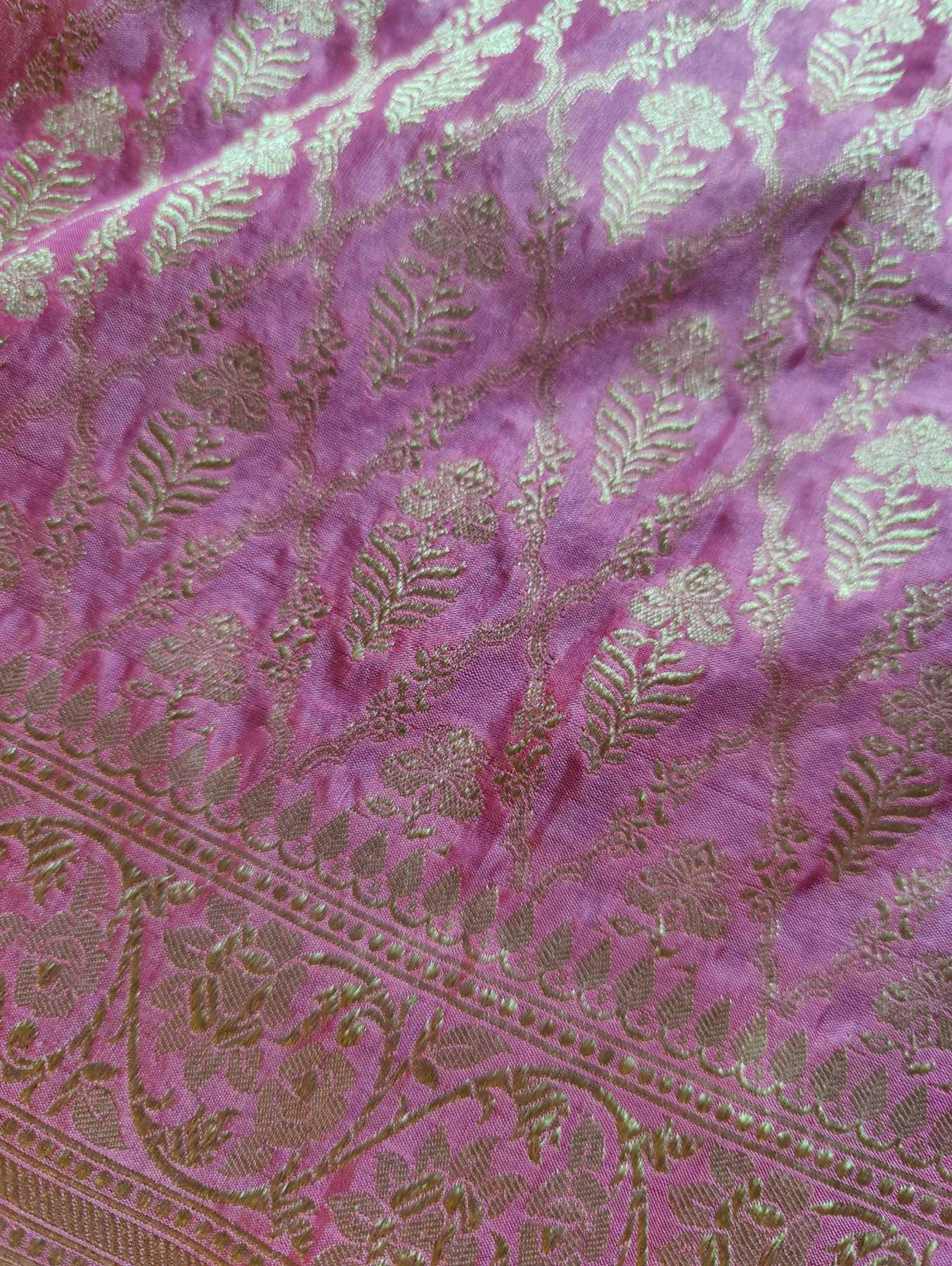 PINK SILK PURE HANDLOOM BANARASI DUPATTA