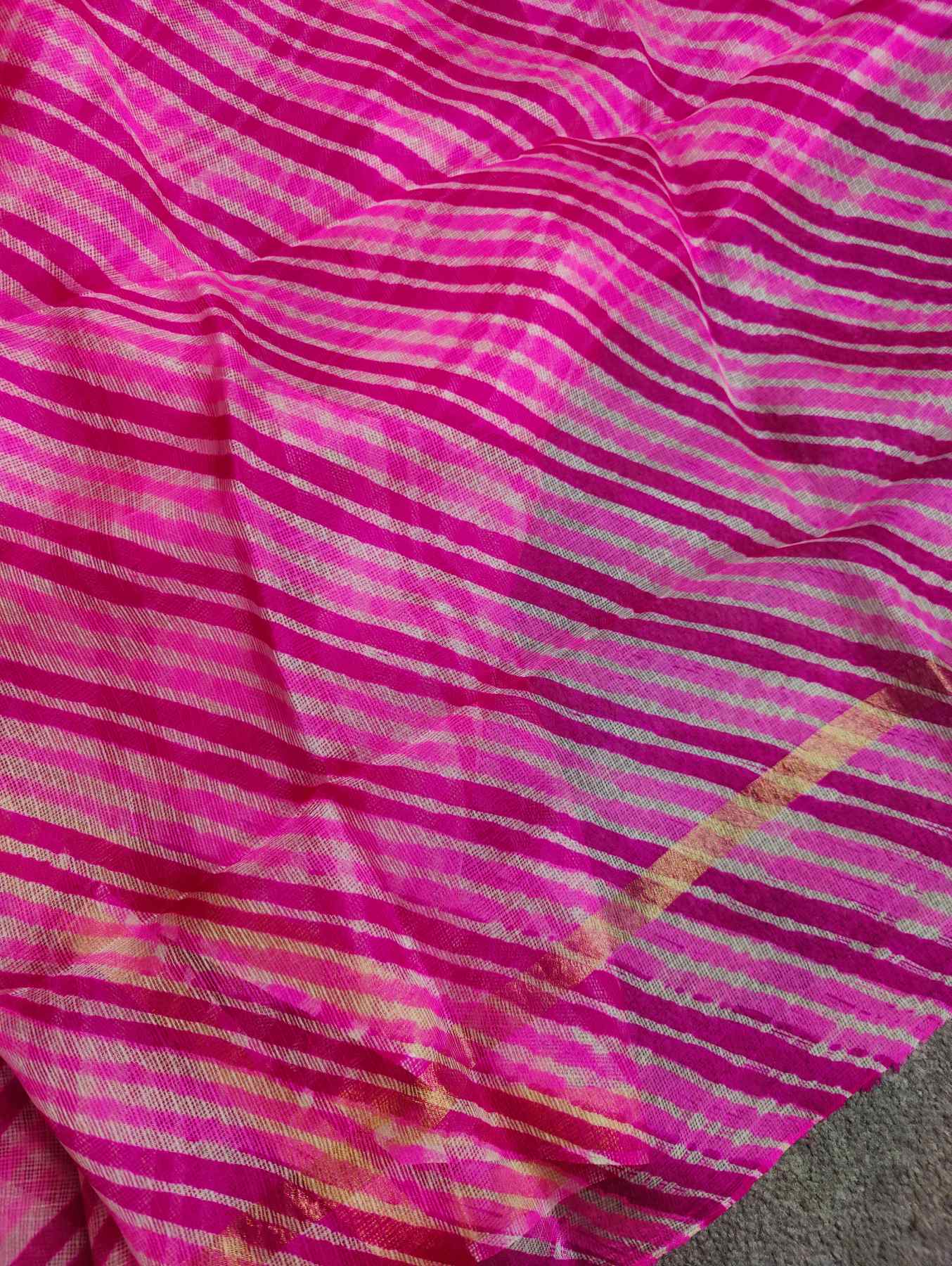 PINK KOTA  PURE HANDLOOM LEHERIYA SAREE