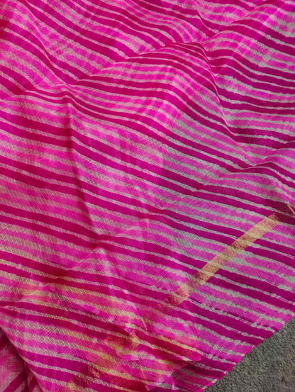 PINK KOTA  PURE HANDLOOM LEHERIYA SAREE