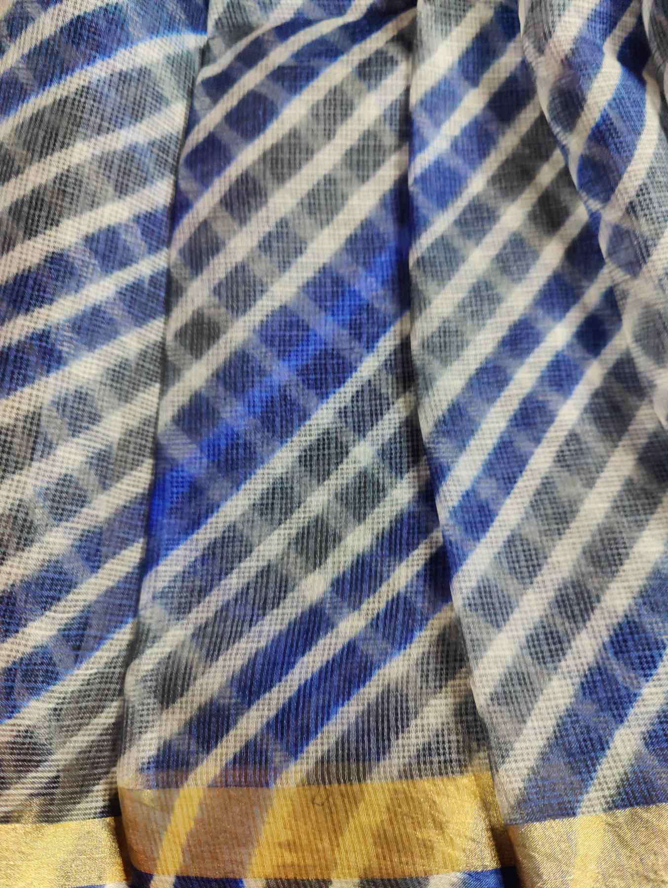 MIDNIGHT BLUE KOTA  PURE HANDLOOM LEHERIYA SAREE