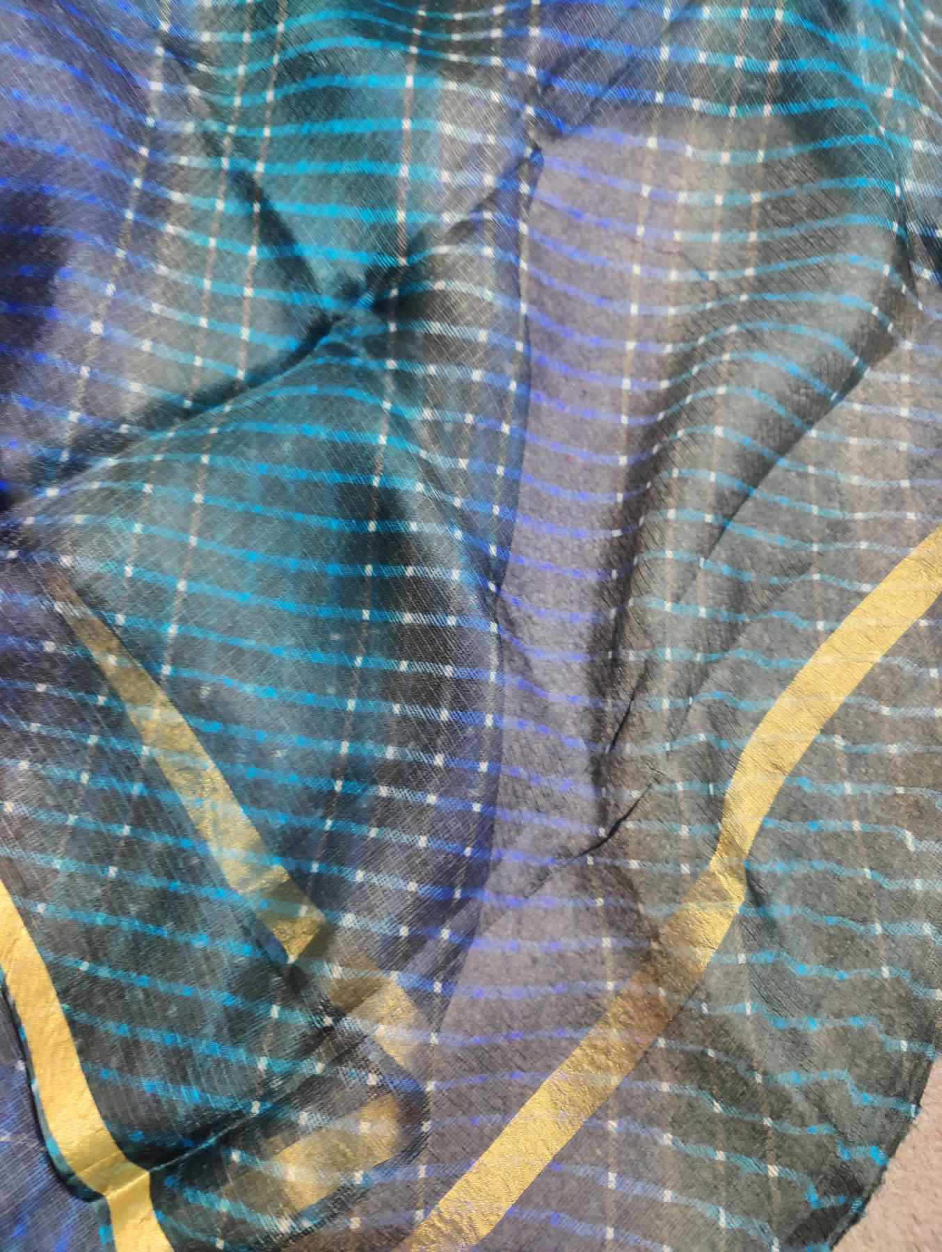 BLACKISH BLUE  KOTA  PURE HANDLOOM LEHERIYA SAREE