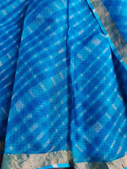 BLUE  KOTA  PURE HANDLOOM LEHERIYA SAREE