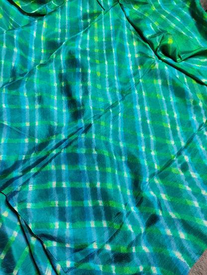 BLUE MULBERRY SILK PURE HANDLOOM LEHERIYA SAREE