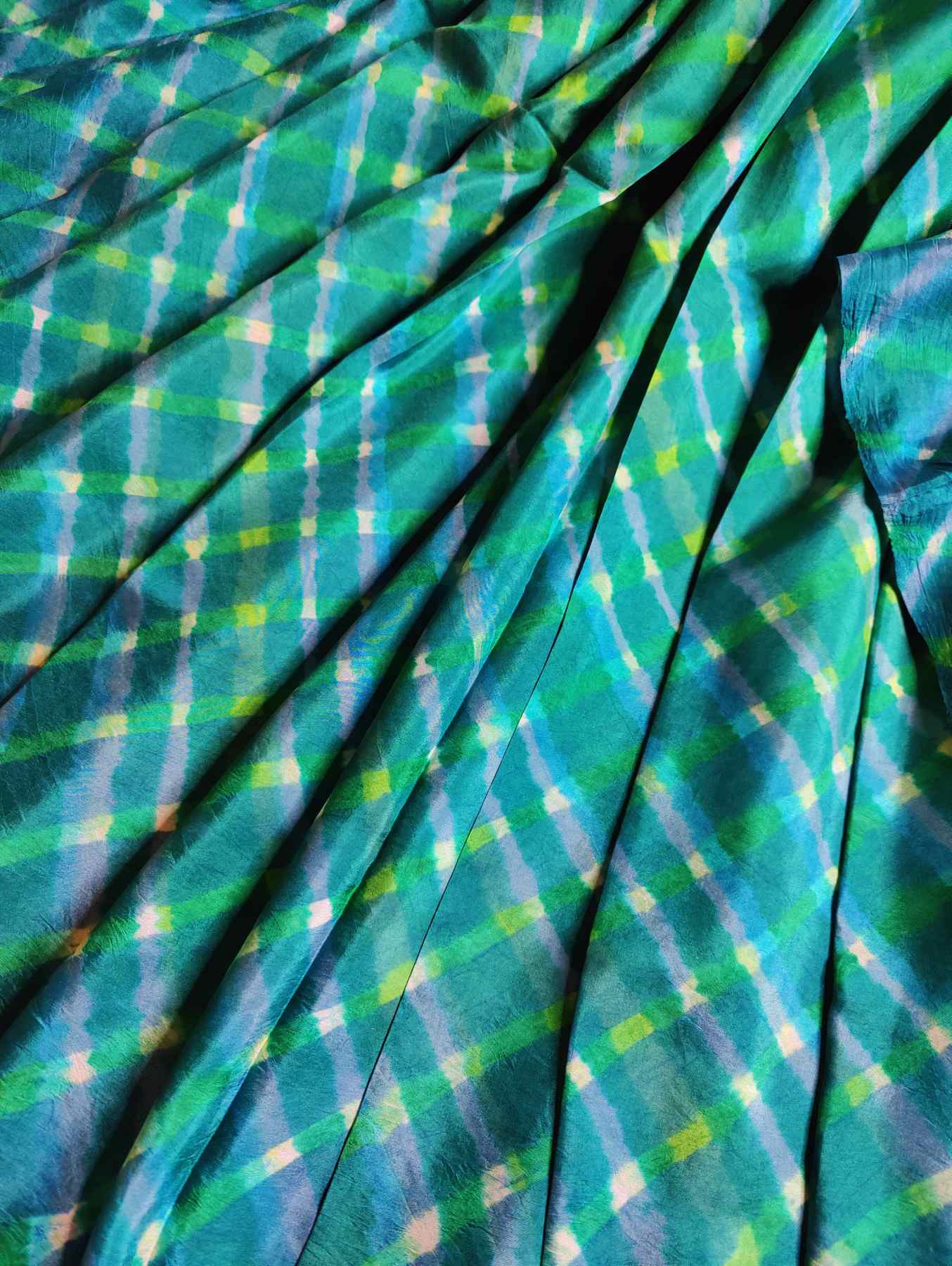BLUE MULBERRY SILK PURE HANDLOOM LEHERIYA SAREE