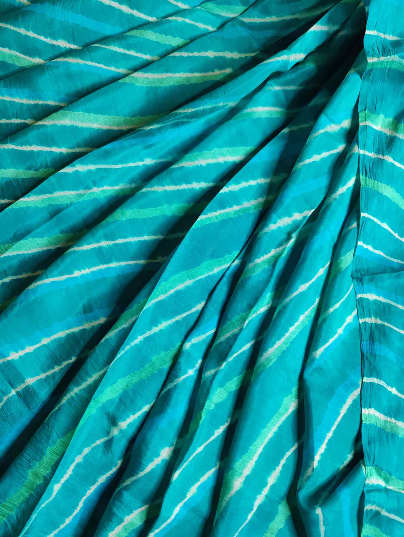 BLUE MULBERRY SILK PURE HANDLOOM LEHERIYA SAREE