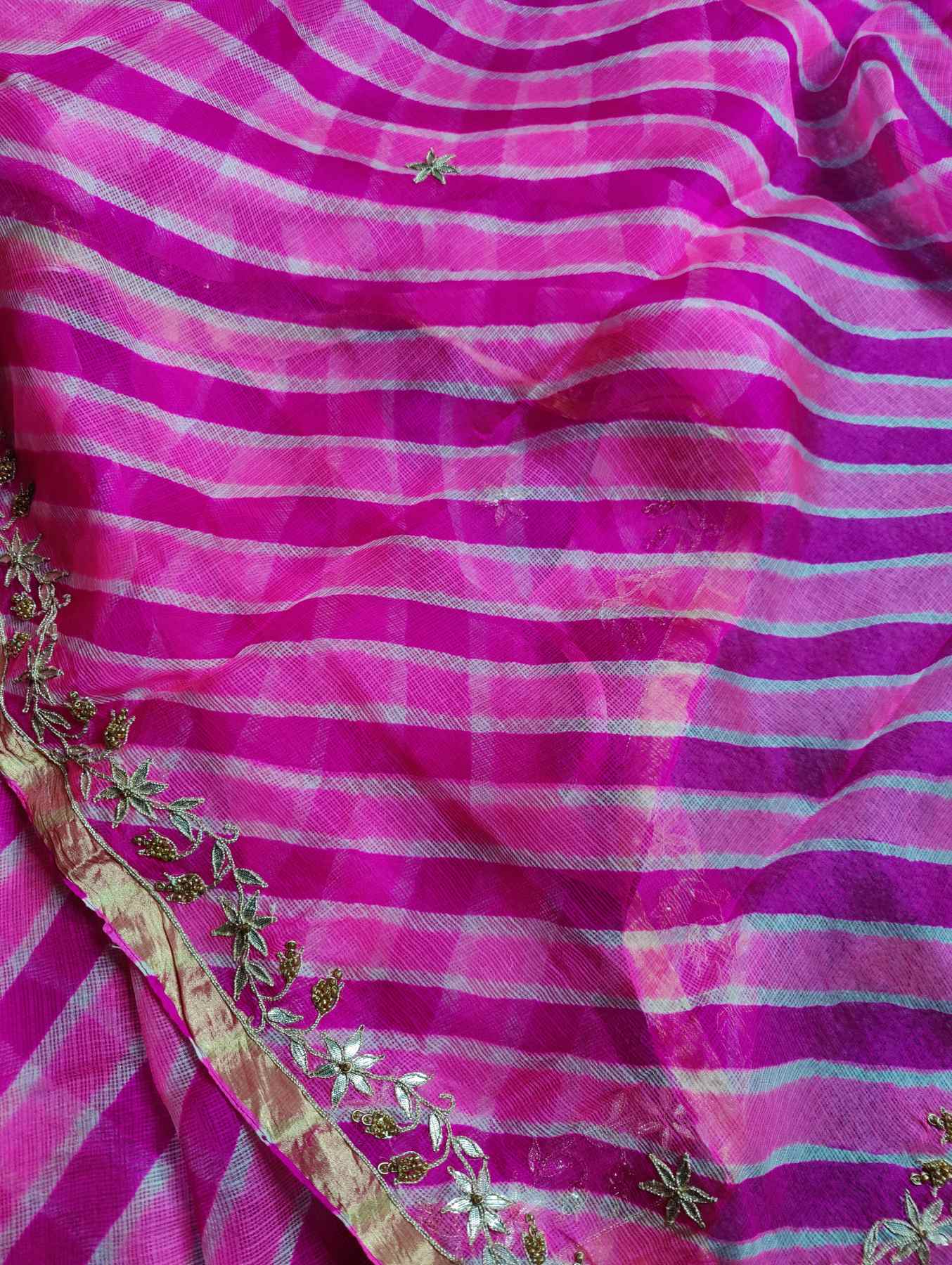 PINK KOTA  PURE HANDLOOM LEHERIYA SAREE