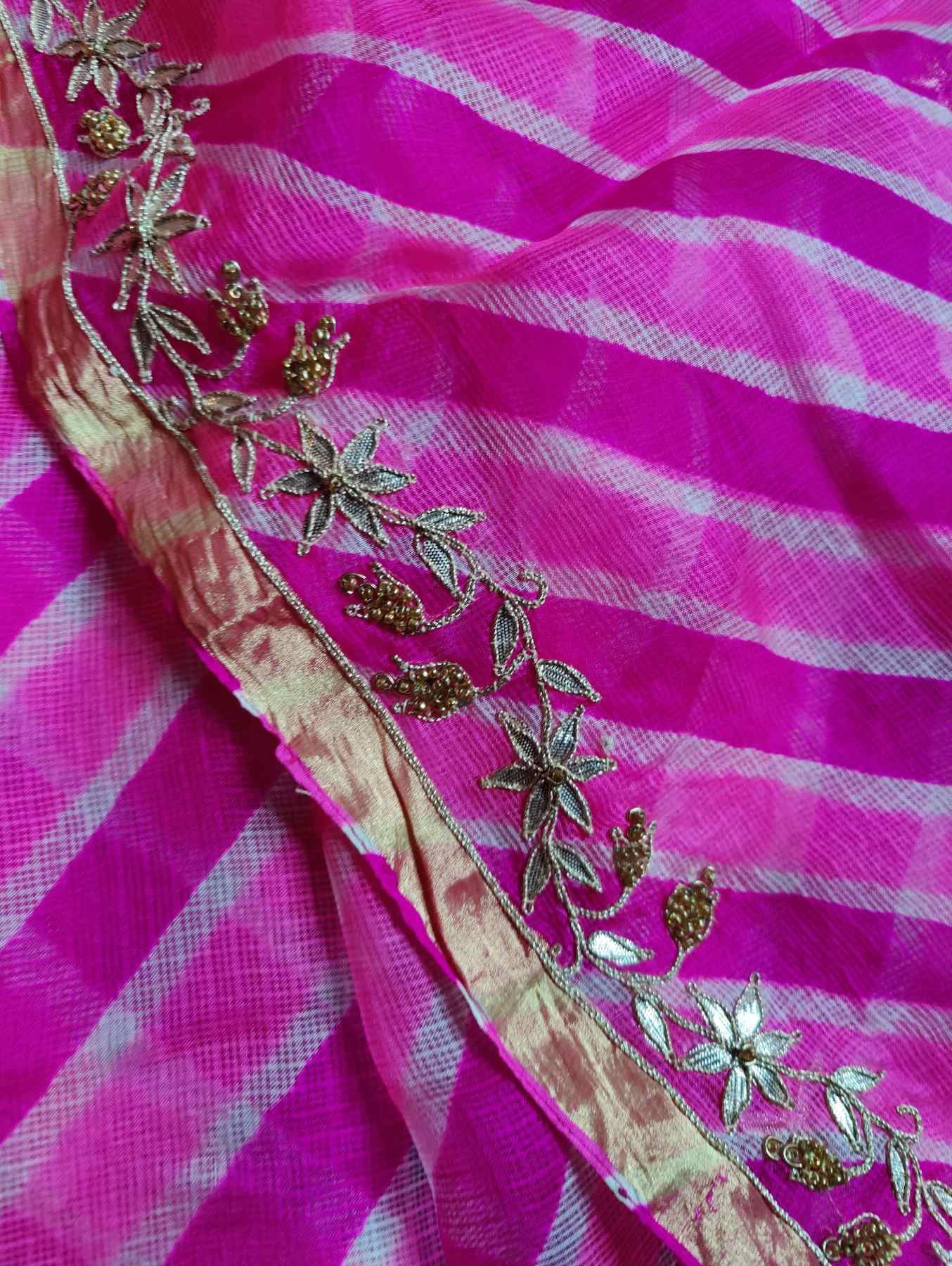PINK KOTA  PURE HANDLOOM LEHERIYA SAREE