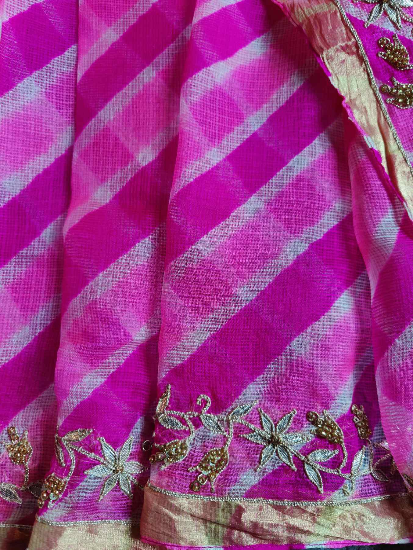 PINK KOTA  PURE HANDLOOM LEHERIYA SAREE
