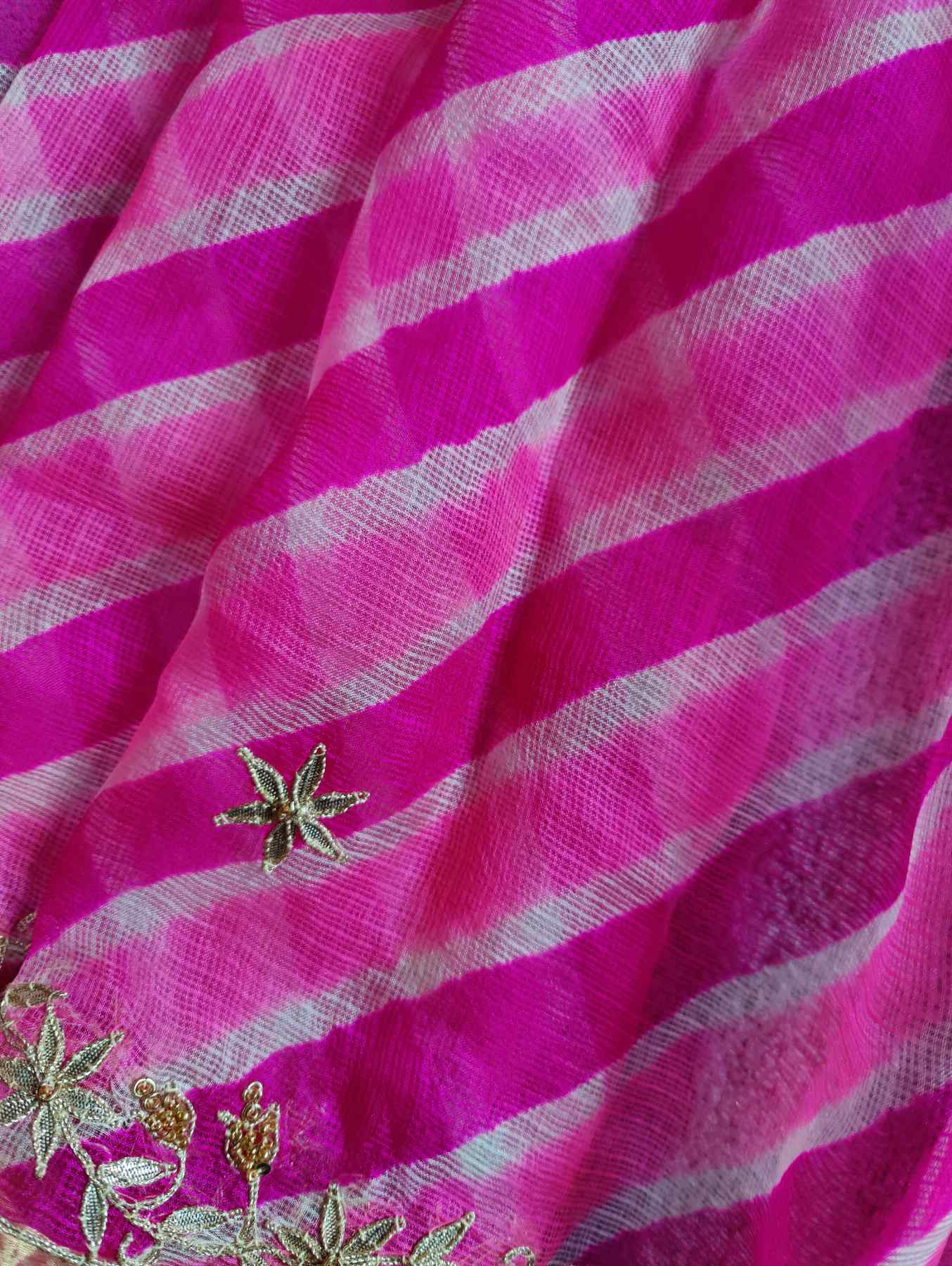 PINK KOTA  PURE HANDLOOM LEHERIYA SAREE