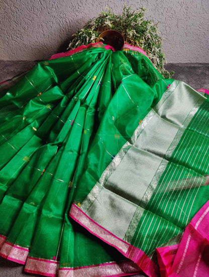 GREEN KORA PURE HANDLOOM BANARASI SAREE