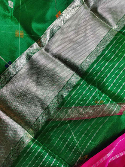 GREEN KORA PURE HANDLOOM BANARASI SAREE